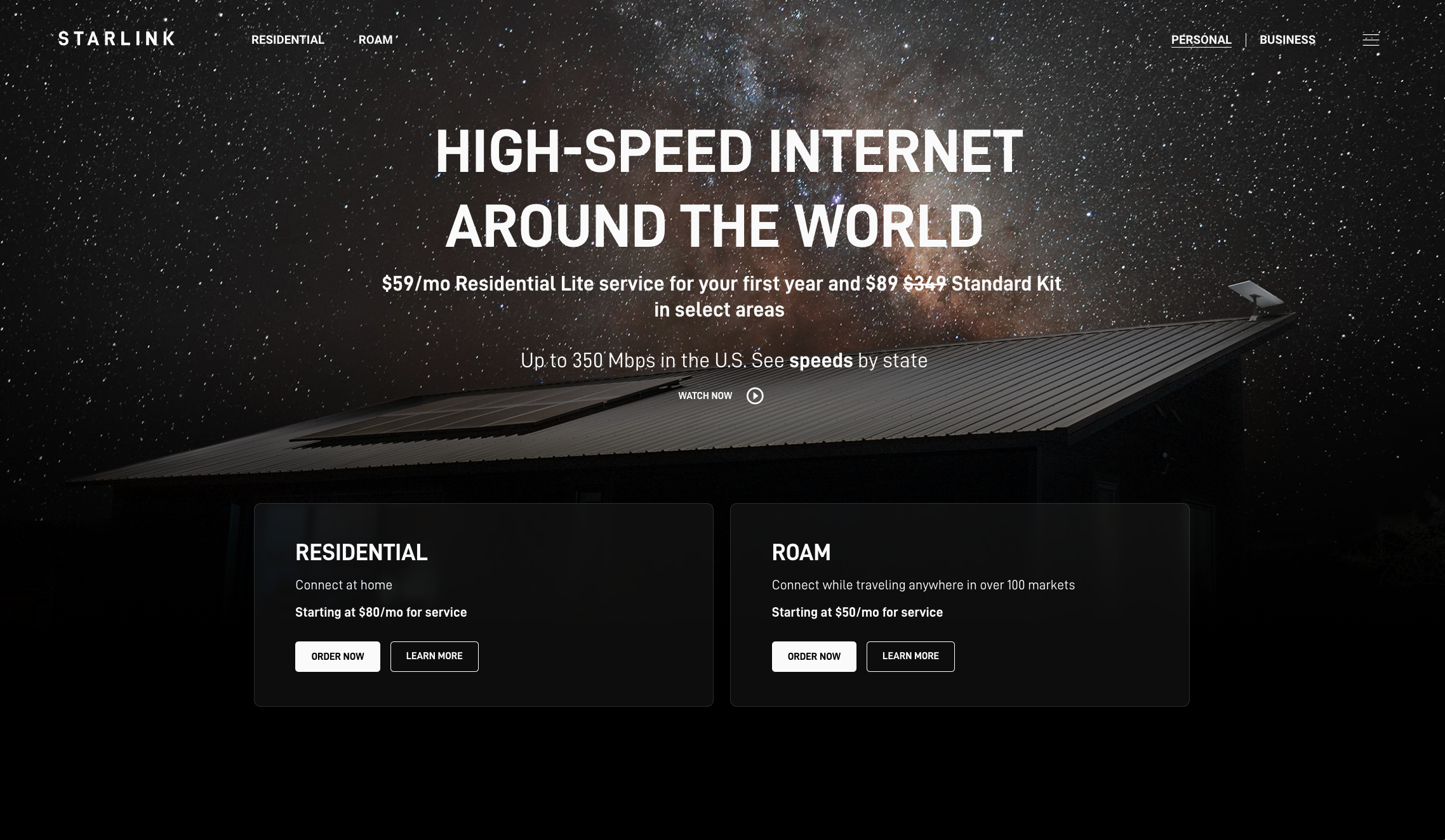 Original Starlink homepage hero (real)