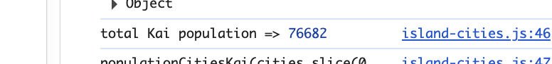 Console showing: total Kai population => 76682